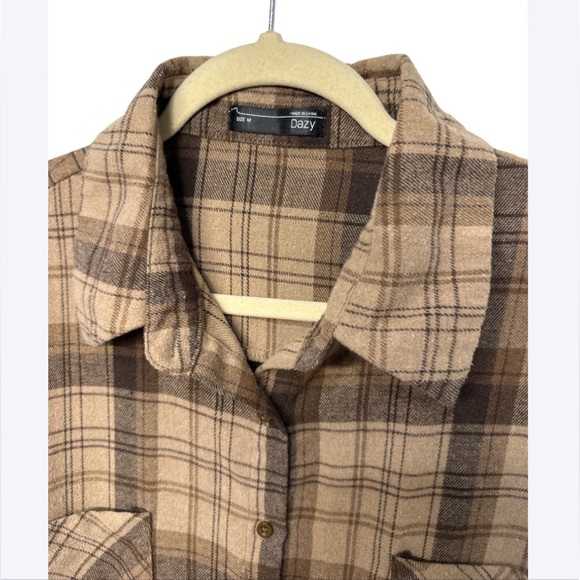 SHEIN Dazy Brown Plaid Flannel Shirt - Size M - Picture 4 of 6